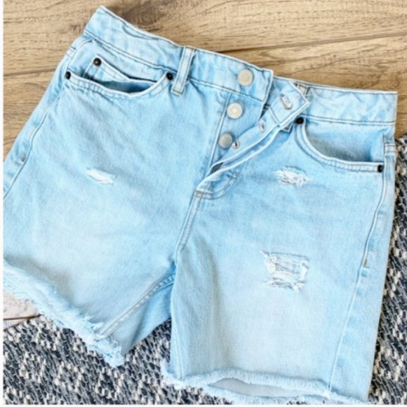Topshop Pants - Topshop Moto Denim High Rise Cutoff Jean Shorts 26